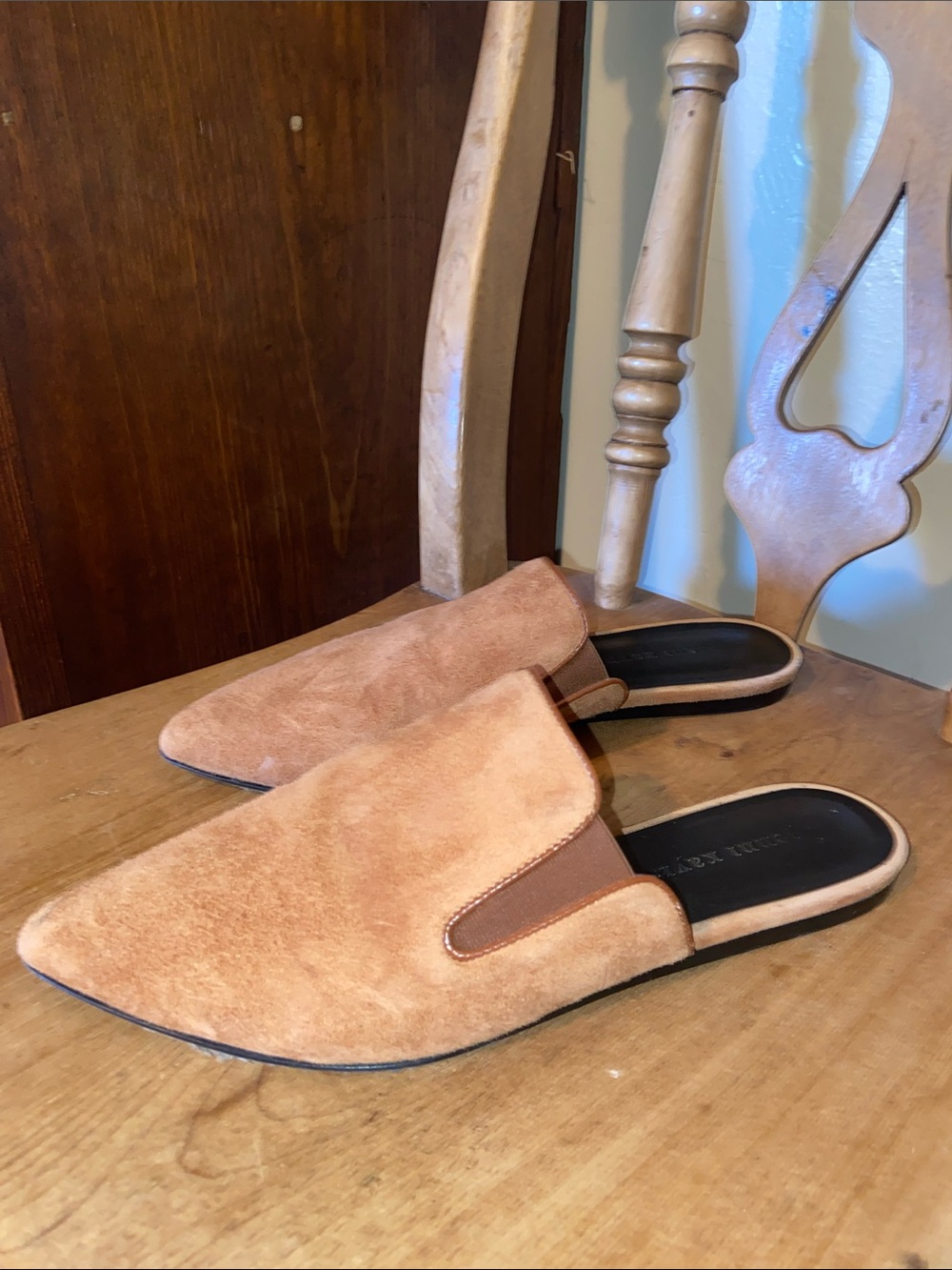 Jenni Kayne Sueded Pointed Flat Slides Slip Ons Size 38 (8)